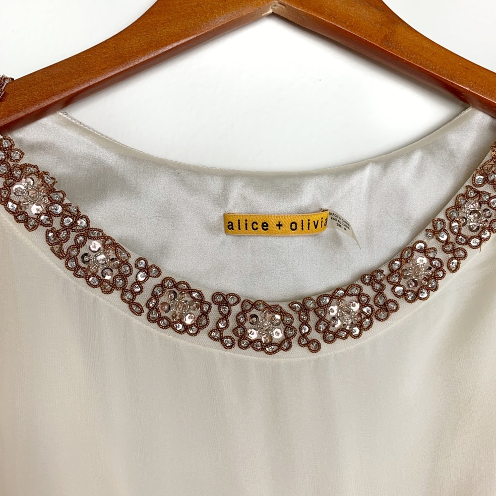 Alice + Olivia Ivory White Sequins Mini Dress NWT - Picture 4 of 5